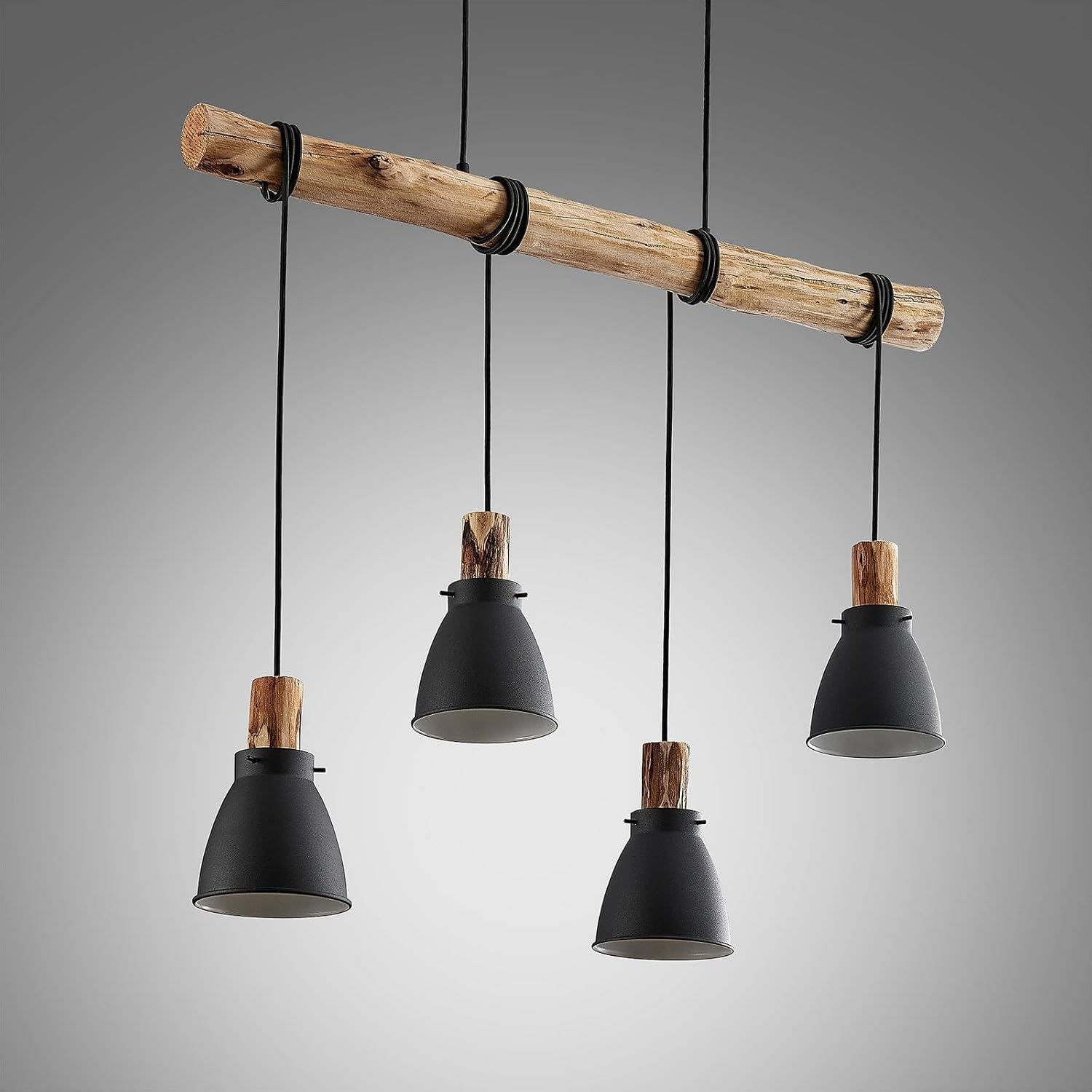 Lindby Esstisch Pendelleuchte Metall Holz, Hängeleuchte Esszimmer 4x E14 max. 8W ohne Leuchtmittel Hängelampe Wohnzimmer Esszimmerlampe Küchenlampe