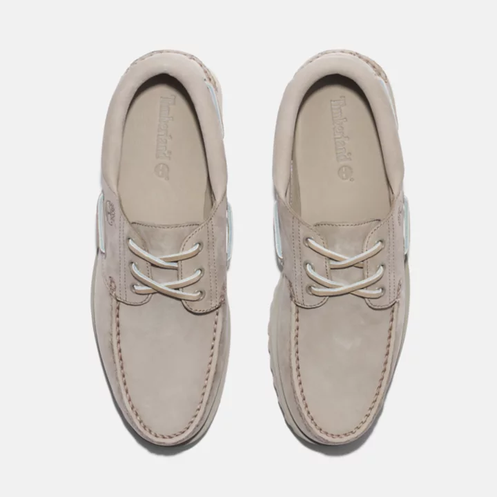 Chaussure bateau authentique cousue main Timberland pour homme en taupe clair
