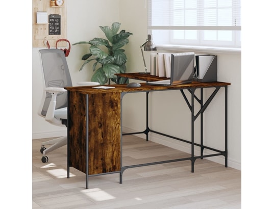 VIDAXL - Bureau chêne fumé 141x141x75 cm bois d'ingénierie