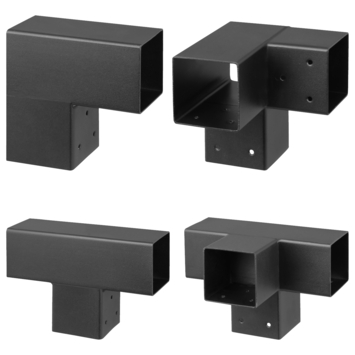 Paalverbinder voor pergola hoekstuk 3-kants 9x9 cm zwart