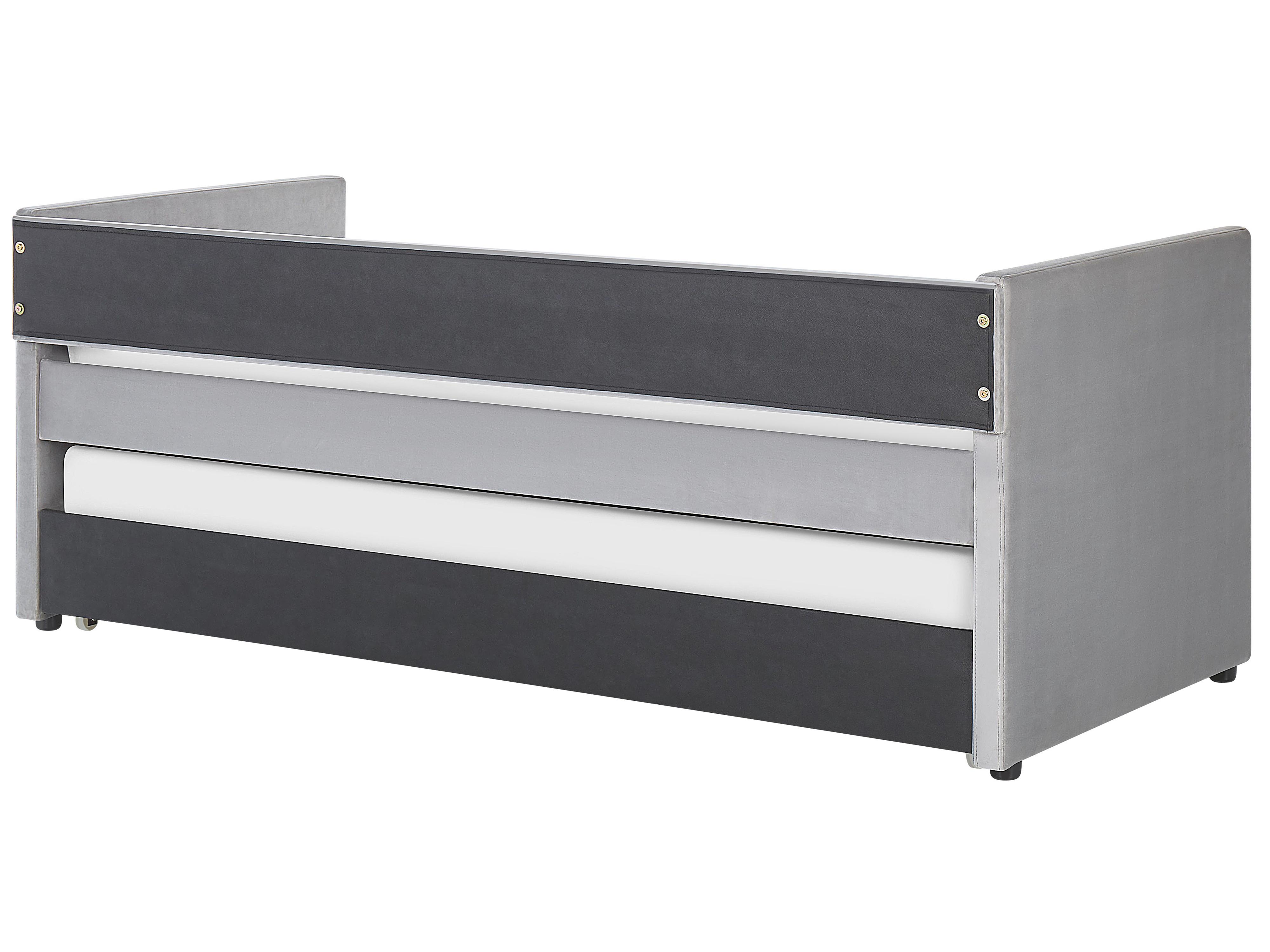 Onderschuifbed Fluweel TROYES 90 x 200 cm Lichtgrijs