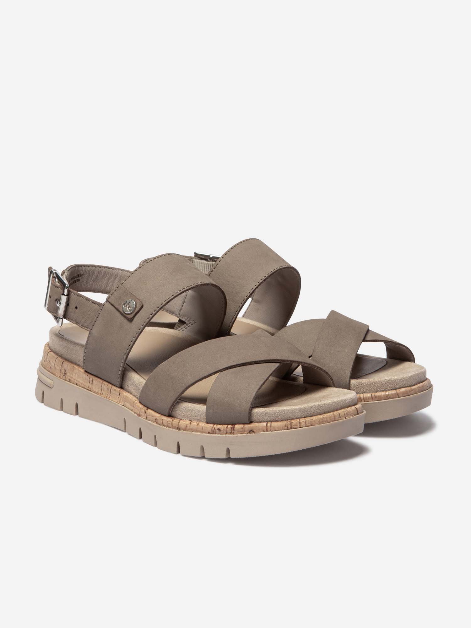 Sandales Femme Semelle Mi-Haute Cuir Taupe