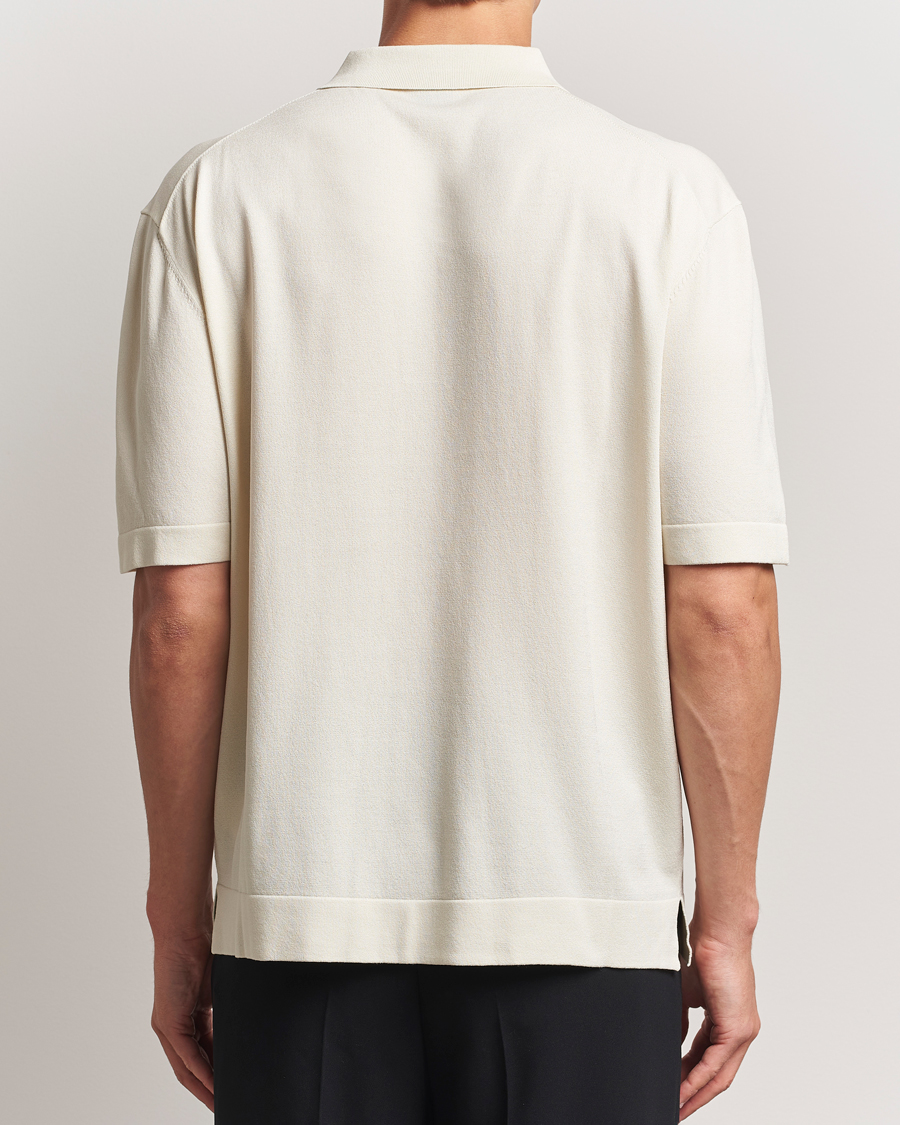 BOSS BLACK Jervasoni Cotton/Silk Knitted Polo Open White
