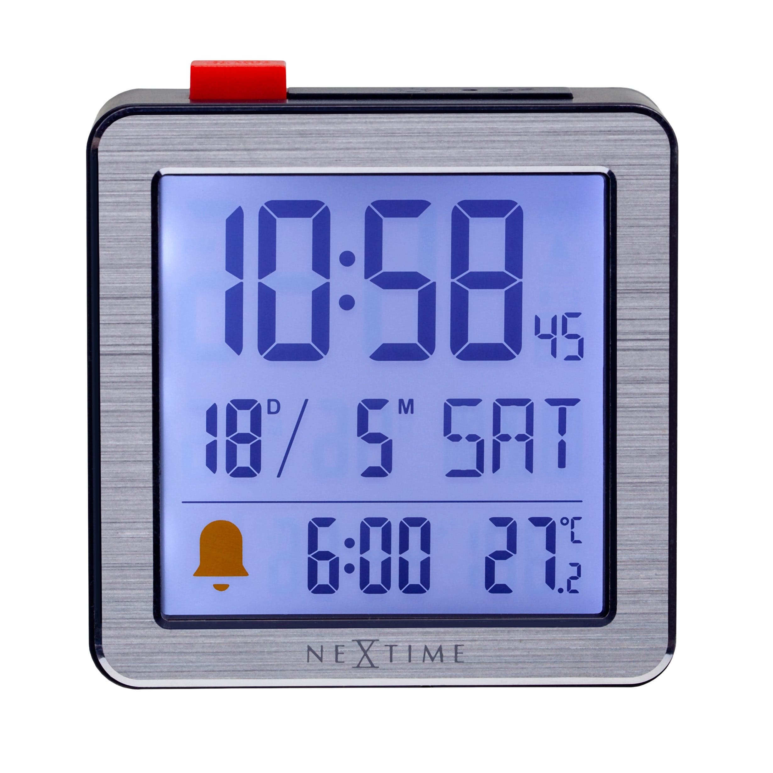 NeXtime - Digitale Tafelwekker 6x6,4x2,1 cm - RCC - temperatuur -