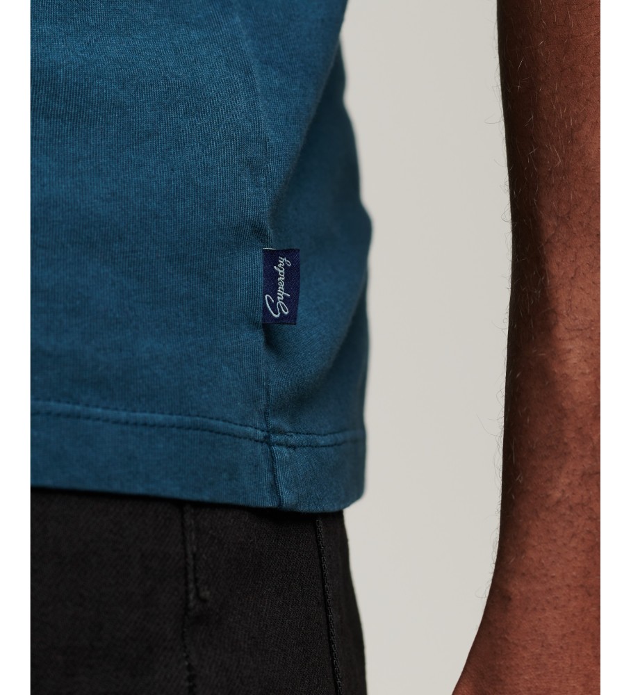 Camiseta Superdry Vintage de Algodão Orgânico, Coleção Copper Label, Azul