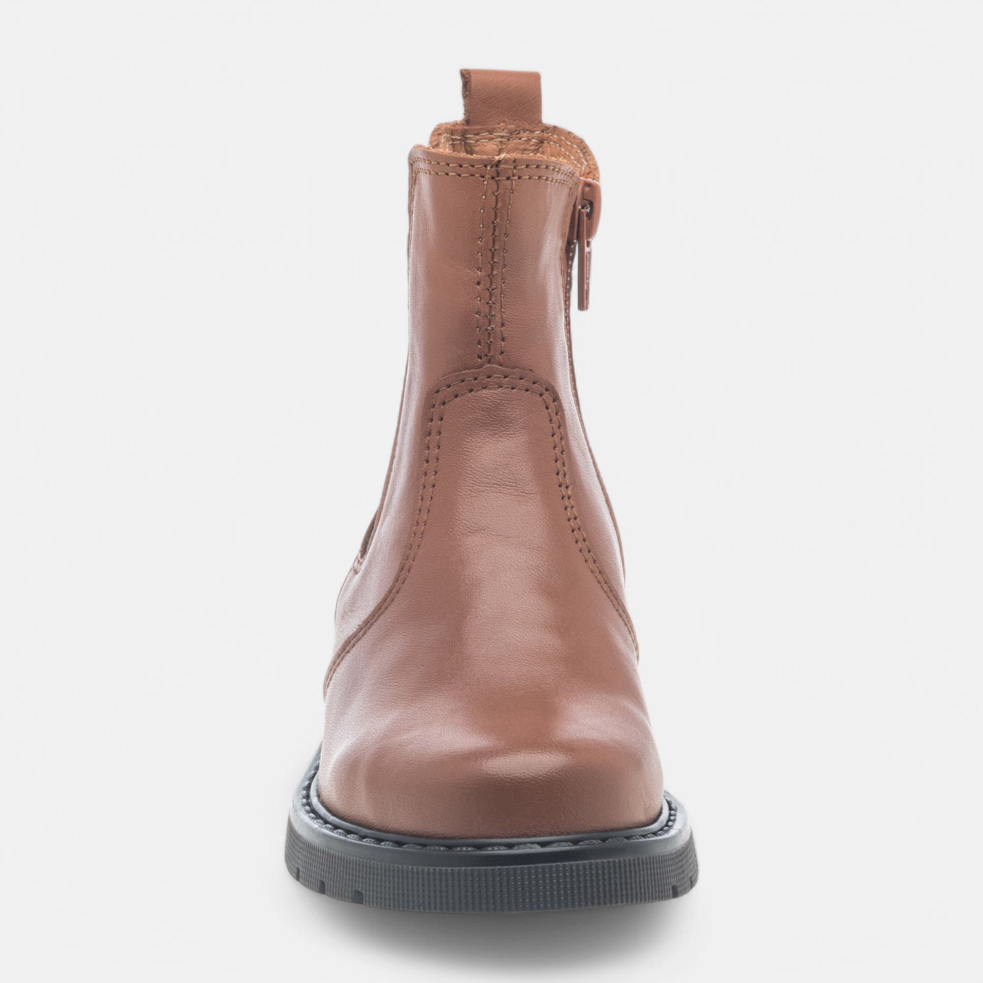 Bottines Fille en cuir cognac