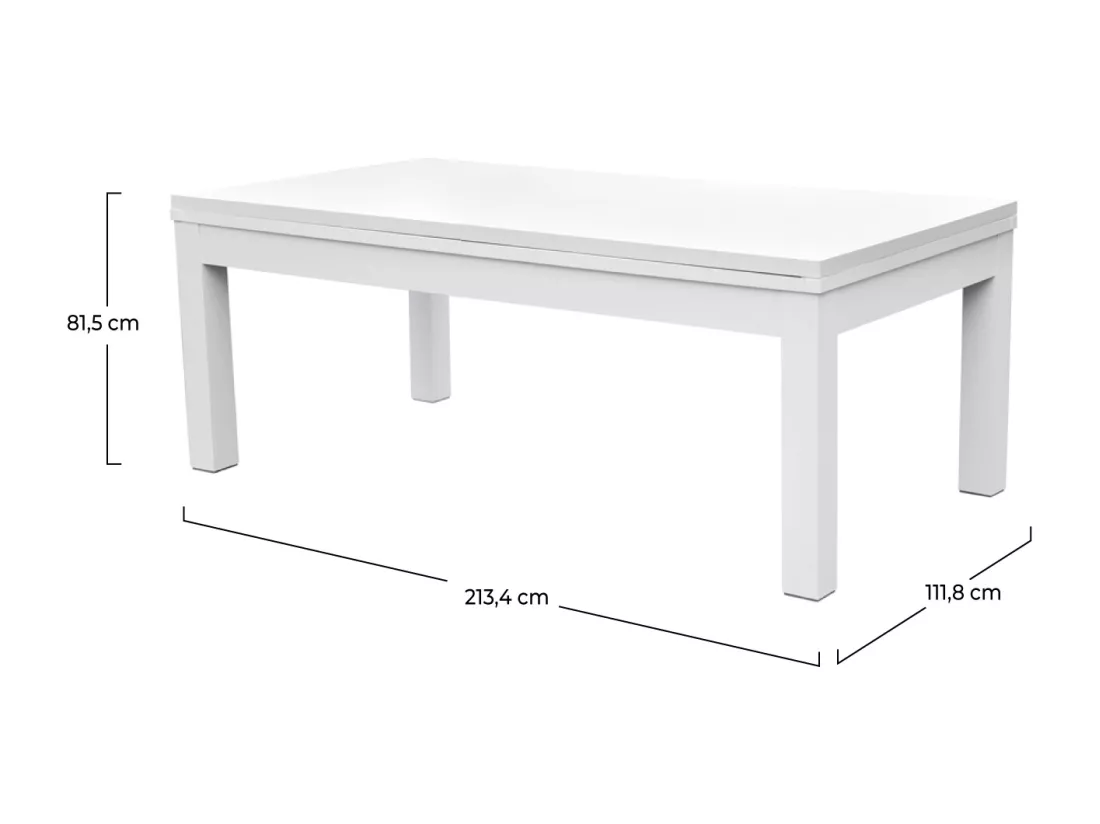 Table de billard convertible blanche tapis vert - Eddie