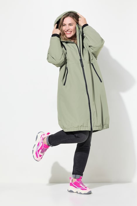 Funktionsjacke, oversized, Teddyfutter, Kapuze, 2-Wege-Zipper