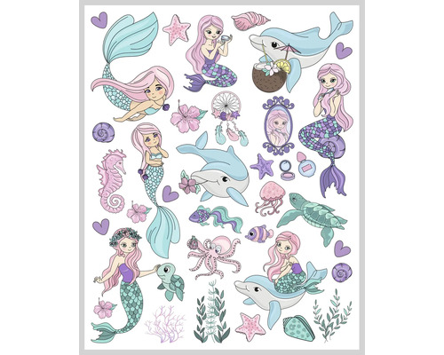 Mini stickerset voor kinderen, zeemeerminnen, 36 stuks.