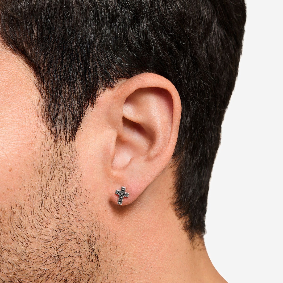 Boucles d'oreilles Thomas Sabo croix oxydes noirs