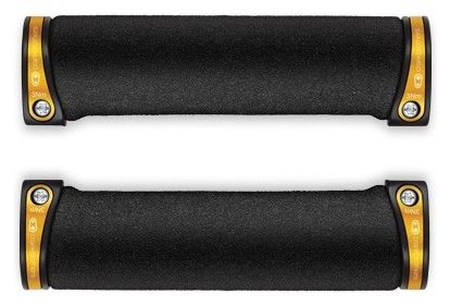 CRANKBROTHERS Paire de grips Lock On COBALT Noir Or