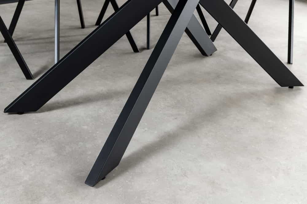 Ausziehbarer Esstisch ALPINE 160-200cm anthrazit Keramik schwarzes Metallgestell