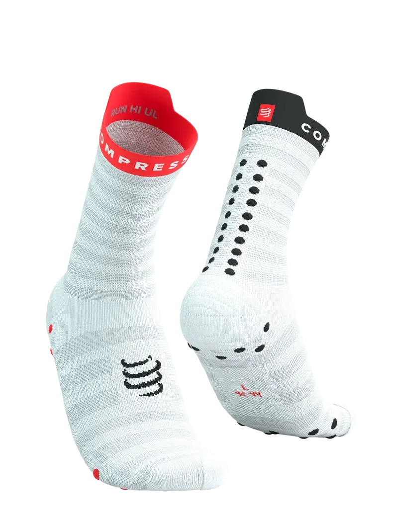 Compressport Pro Racing v4.0 Ultralight Run High Compressiesokken Wit/Rood/Zwart