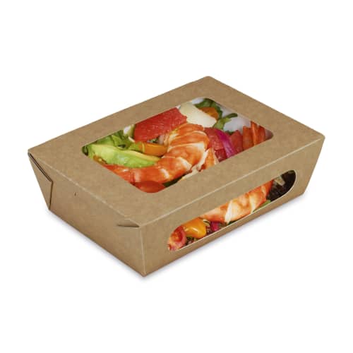 Barquette carton à couvercle charnière kraft Alphaform 100 cl 20x14 cm