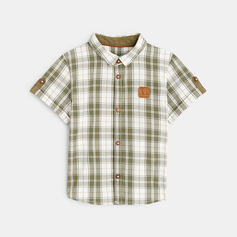 Chemise à carreaux boutonnée orange bébé garçon