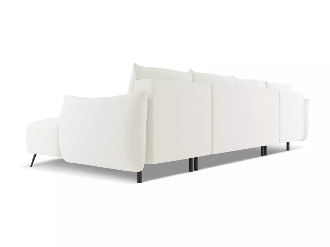 Canapé d'angle panoramique convertible en tissu chenille - blanc - MALIE