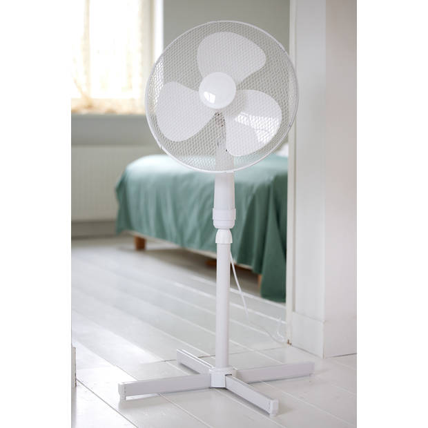 Blokker statiefventilator BL-30003 - 40cm diameter - 3 snelheidsstanden - timer - wit
