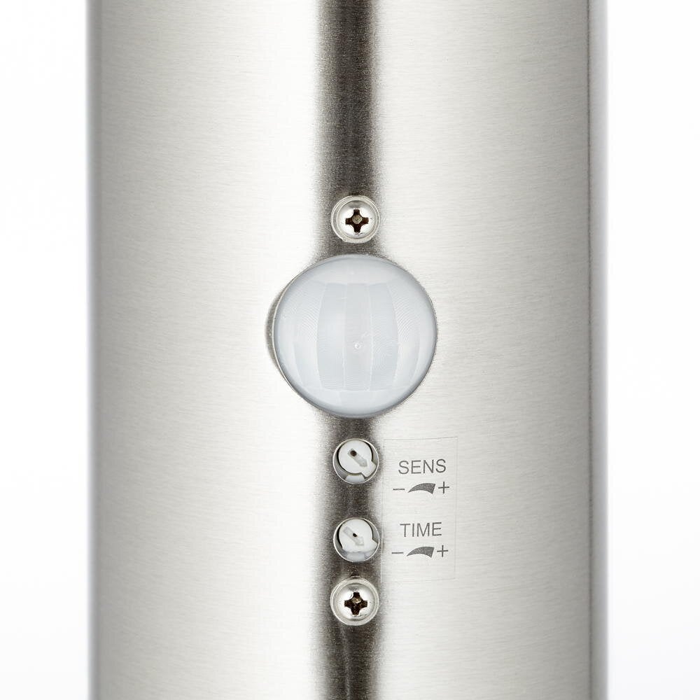 Bole padverlichting in zilver E27 IP44 met bewegingsmelder