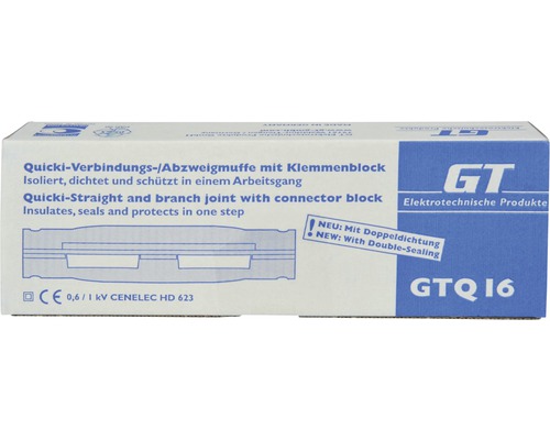 Quicki Gel aansluit- en aftakmof GTQ 16 L 200 x B 75 x H 37 mm Aansluitmof