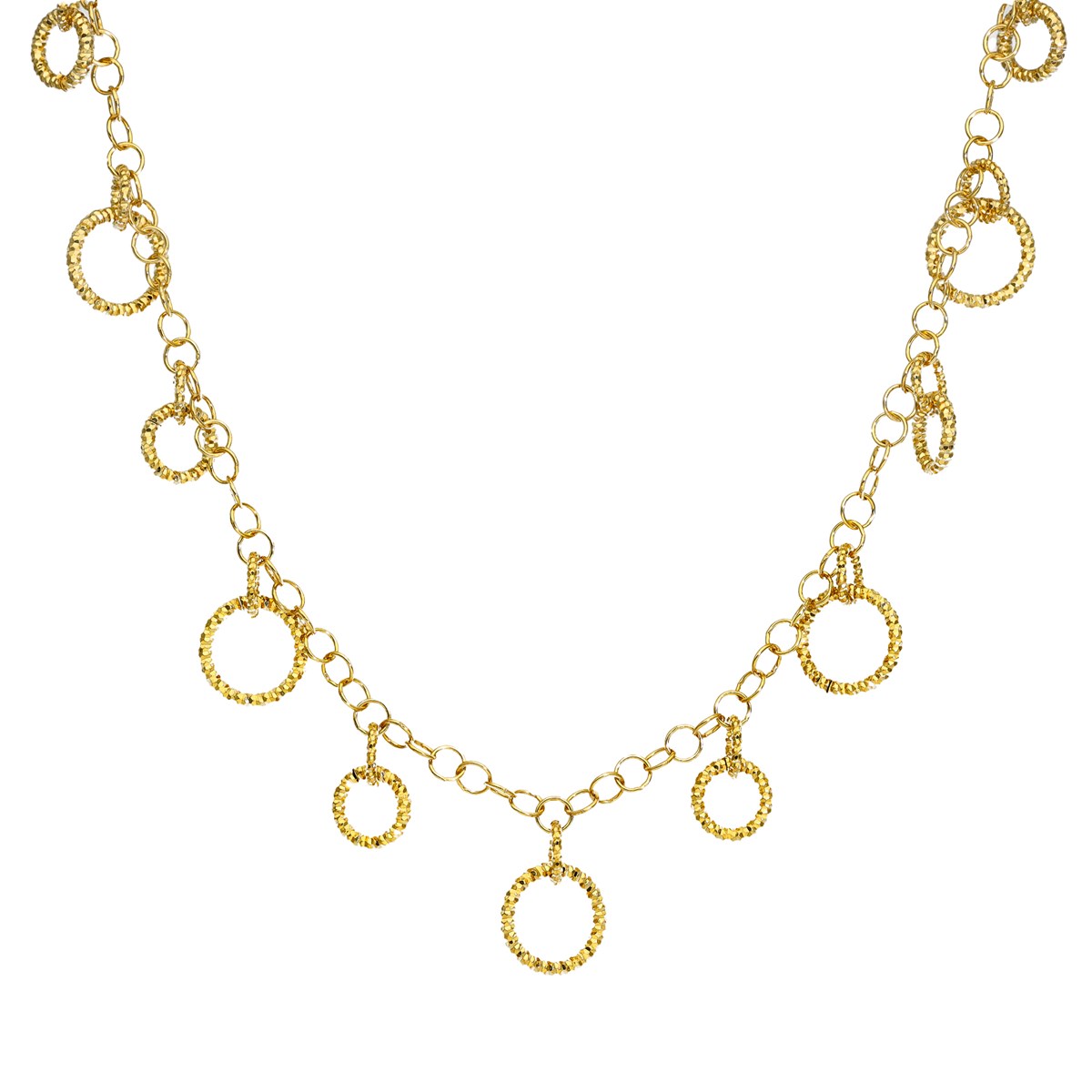 Collier En Argent Doré Avec Pampilles Cercles