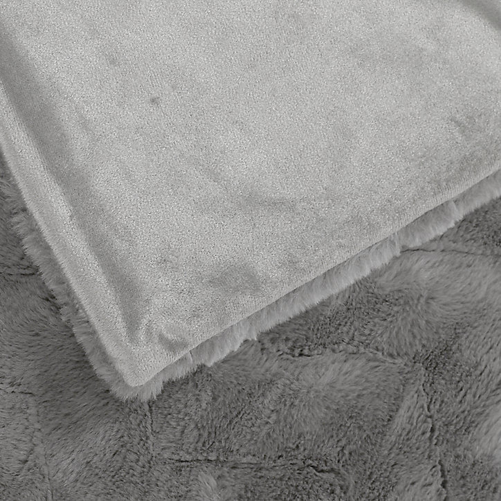 Plaid fausse fourrure 130 x 150 gris