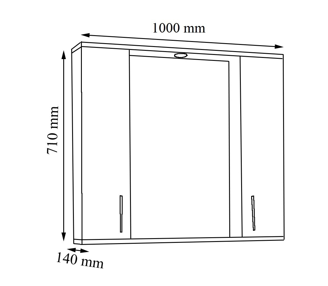 VCM Badspiegel Wandspiegel Breite 100 cm Hängespiegel Spiegelschrank Badezimmer Drehtür grifflos Beleuchtung Silora XL