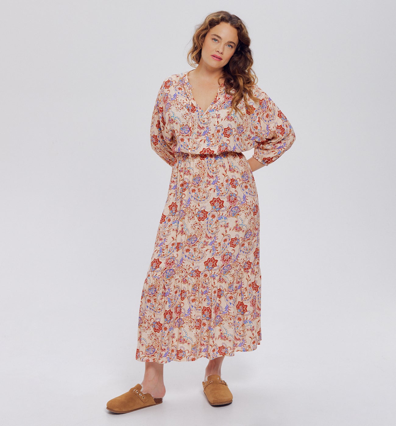Robe longue imprimée Femme - Imprimé multicolore
