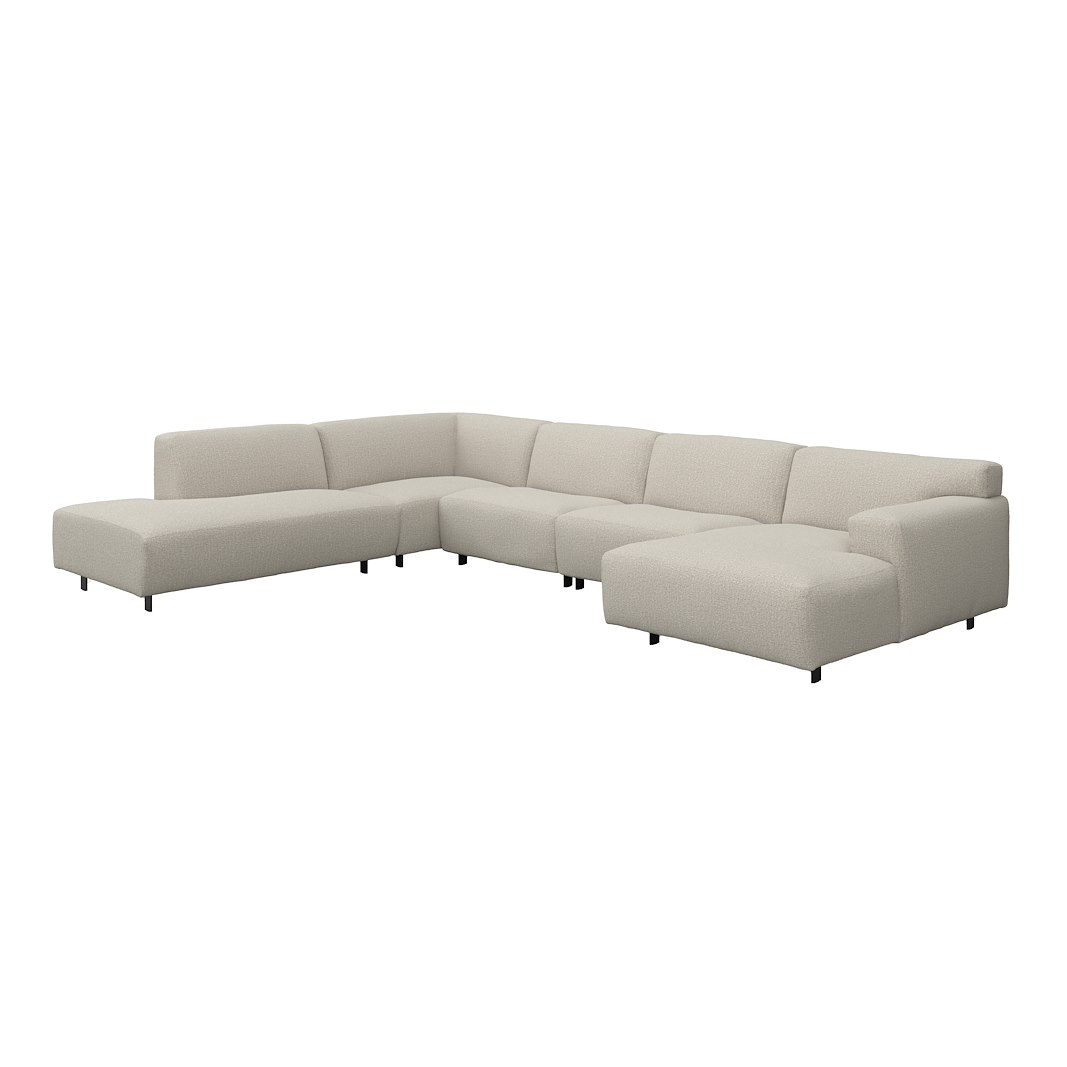 Vesta U-sofa Sjeselong høyre, 3-seter og åpen ende venstre. Big hjørnemodul, Tekstil Marsel Beige, sort metallben 10 cm, Comfort CM