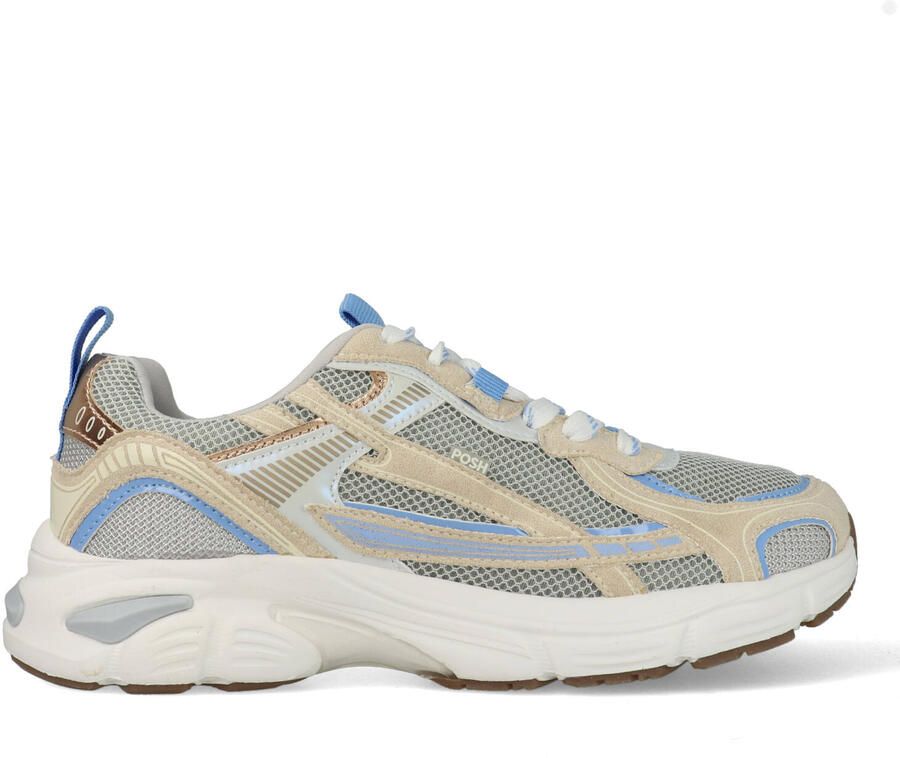 POSH by Poelman HARPER Dames Sneakers Wit met blauwe combinatie