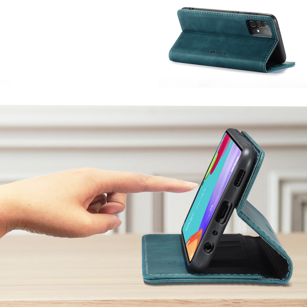 Samsung Galaxy A52s 5G / A52 (5G) Leder Tasche Flip Wallet Etui mit Kartenfächern - Blaugrün