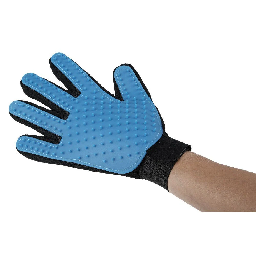 Gant de brossage attrape poils bleu