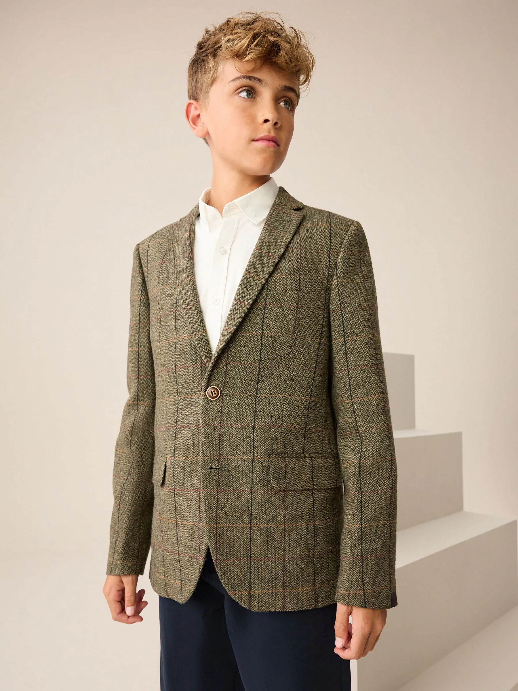 Groen/bruin geruit - Blazer (3-16yrs)