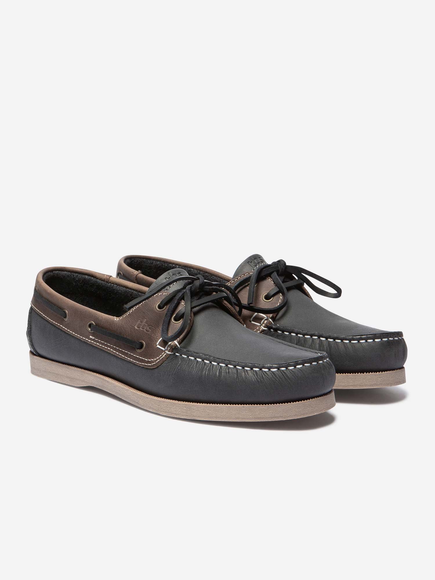 Chaussures Bateau Homme Cuir Marine et Beige