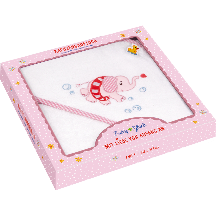SPIEGELBURG COPPENRATH Kapuzenbadetuch Elefant, rosa - BabyGlück (ca. 80x80 cm)