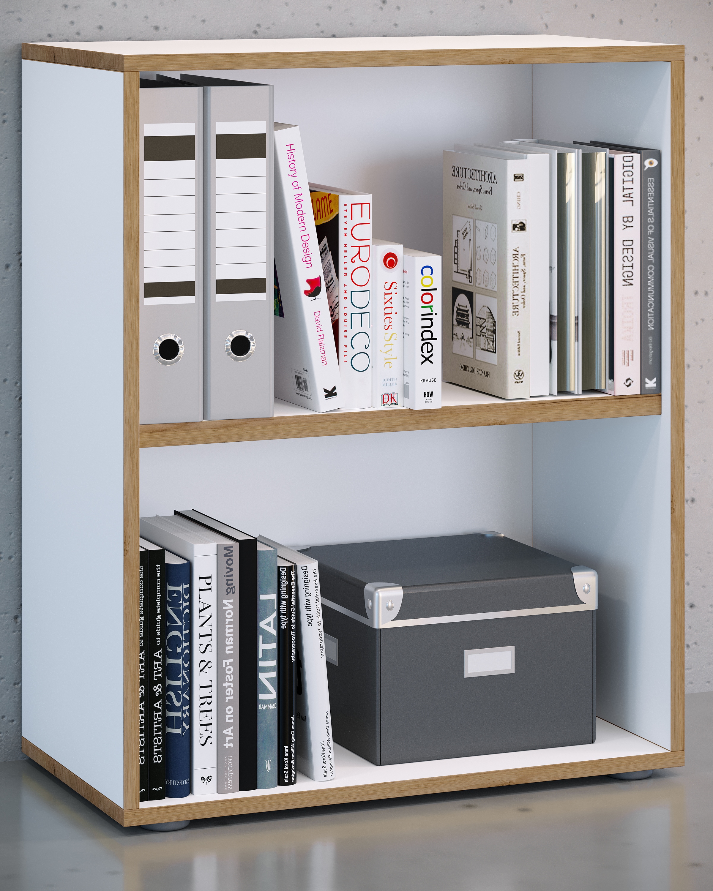 VCM Holz Büro Stand Regal Bücher Ordner Aktenregal Ordnerregal Bücherregal Salia 2fach B. 60 cm