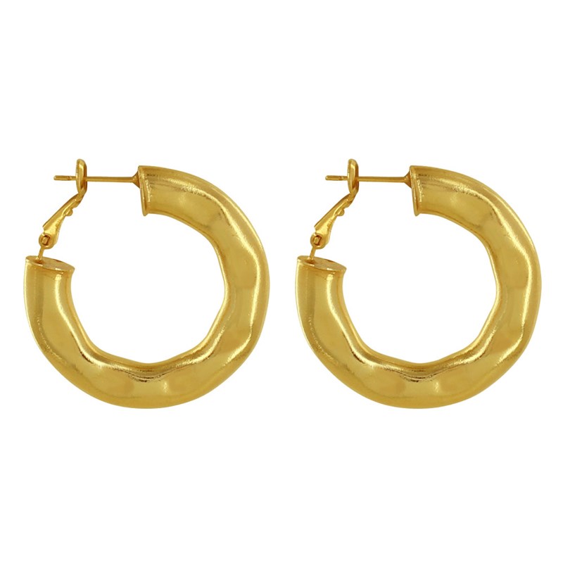 Boucles d'Oreilles Métal Doré Créoles Bosselées