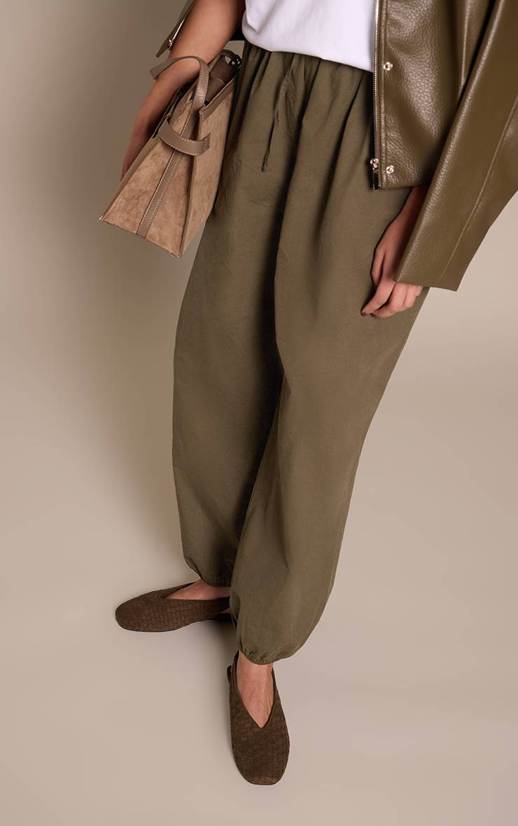 Vert Olive Ballerine À Bride Arrière Bout Carré Tressée Main En Synthétique
