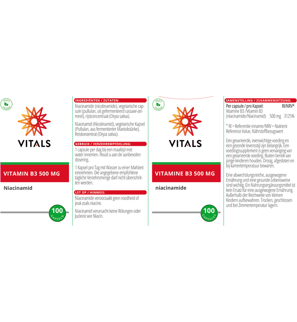 Vitals Vitamine B3 500mg (100 capsules)