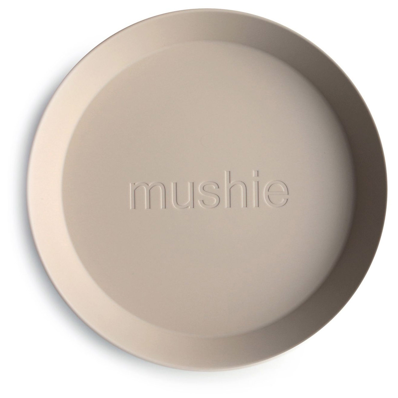 Mushie bord rond 2 stuks beige