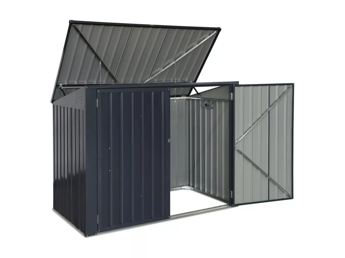 Cache poubelle double couleur gris anthracite. 1.75m²