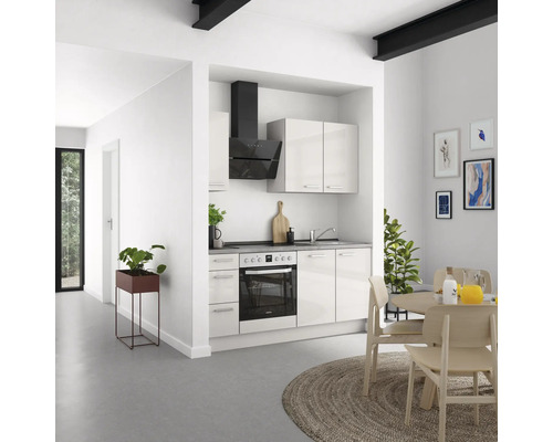 NOBILIA keukenblok met apparatuur Urban 180 cm zijdegrijs hoogglans voorgemonteerde variant links 4004539009950