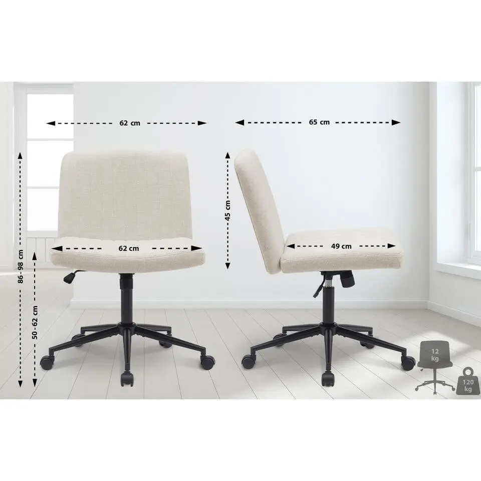 CLP Bureaustoel Kingman zwart Frame - Stof - creme
