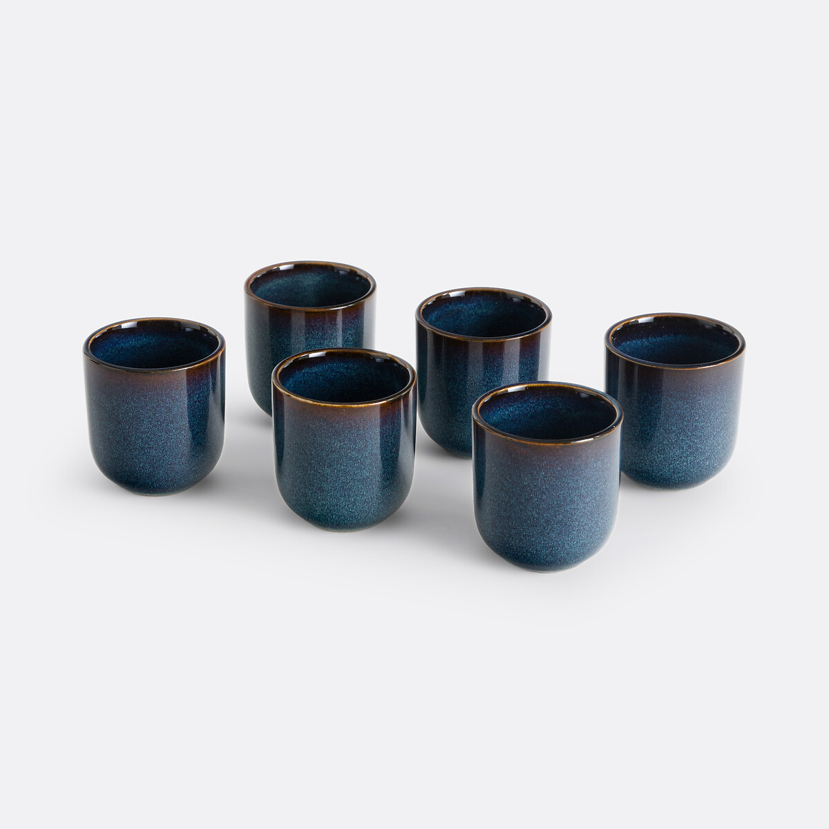 LA REDOUTE INTERIEURS<br>Conjunto de 6 porta-ovos em esmalte reativo, Onda