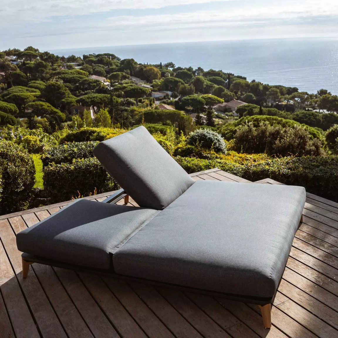 Transat double en aluminium Monte Carlo Gris anthracite