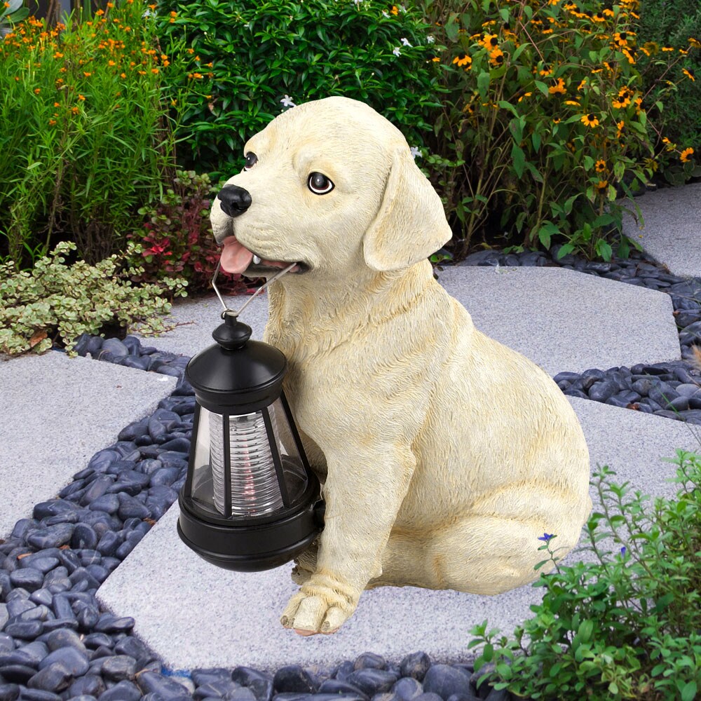 LED Solarleuchte, Hund Labrador mit Laterne, H 24 cm