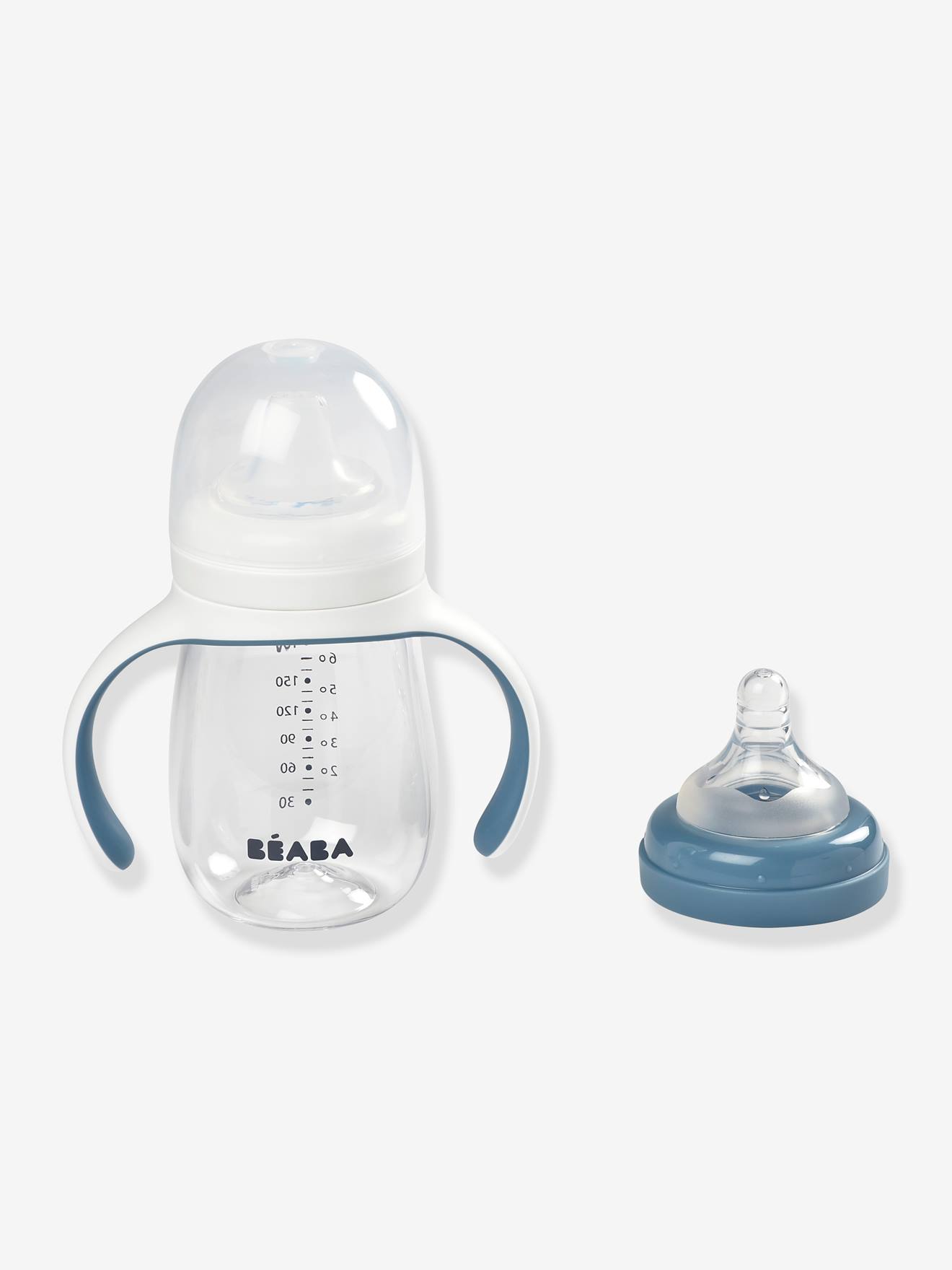 Garrafa de Treinamento 2 em 1 BEABA (210 ml) Média Azul Lisa