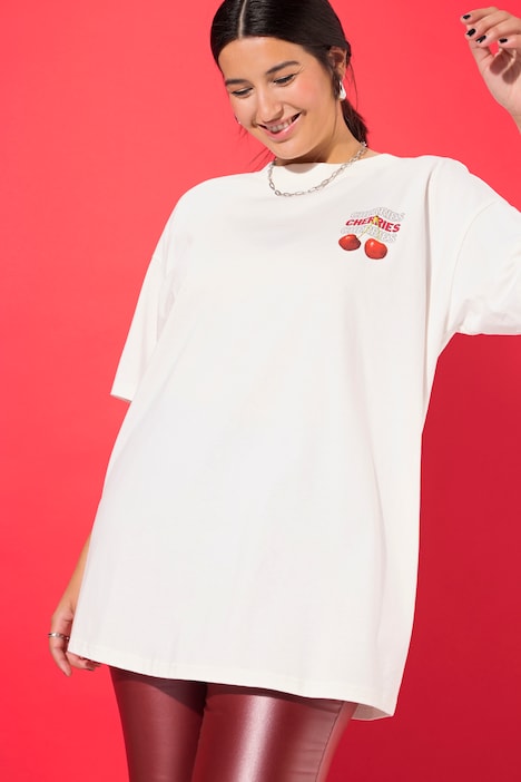 T-Shirt, oversized, Cherries-Print auf dem Rücken