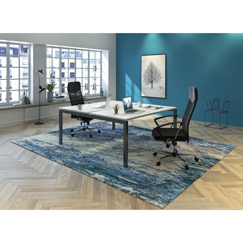 Pôle 2 bureaux droits Arko plateaux chêne clair piètement métal arche