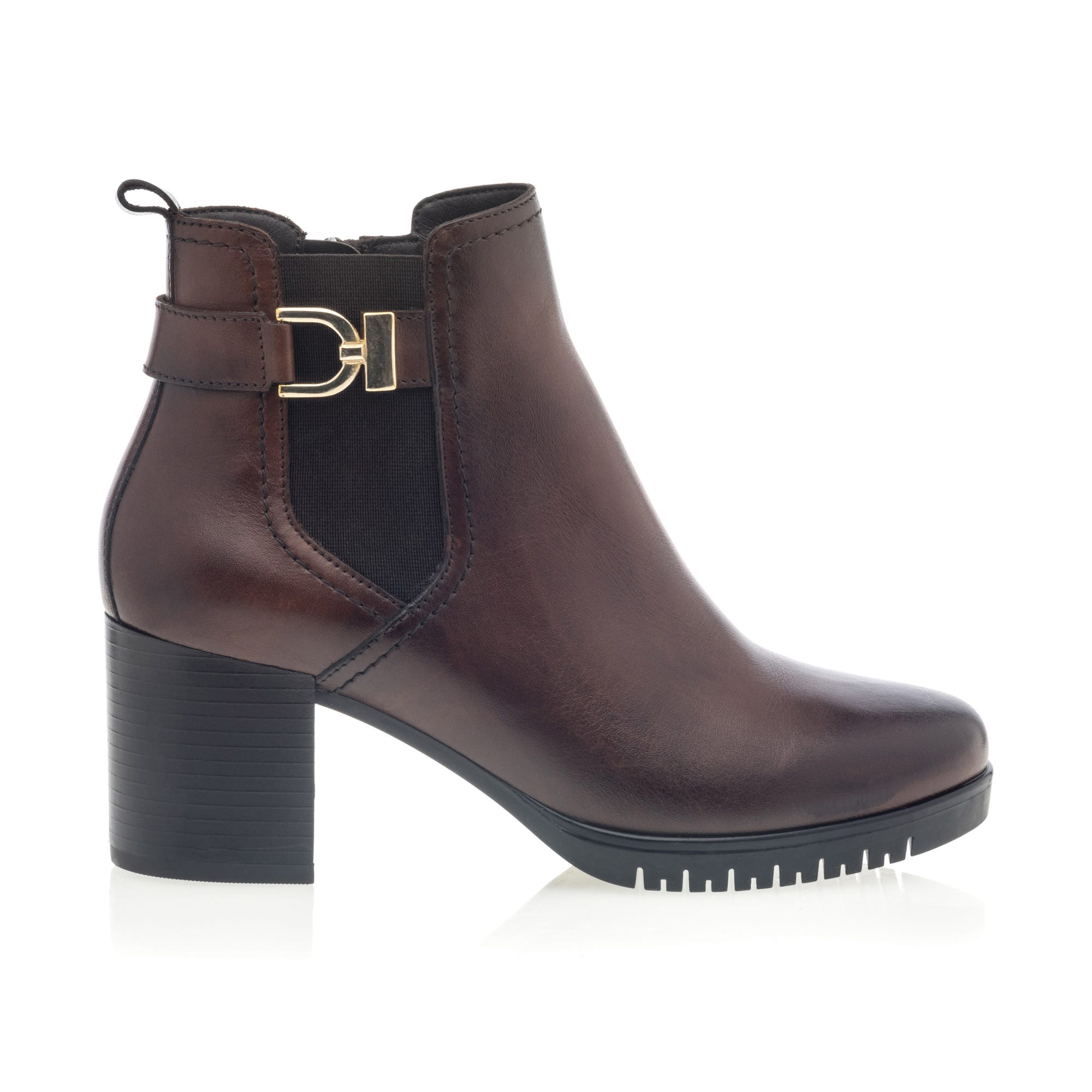 Bottines à talon Femme en cuir marron