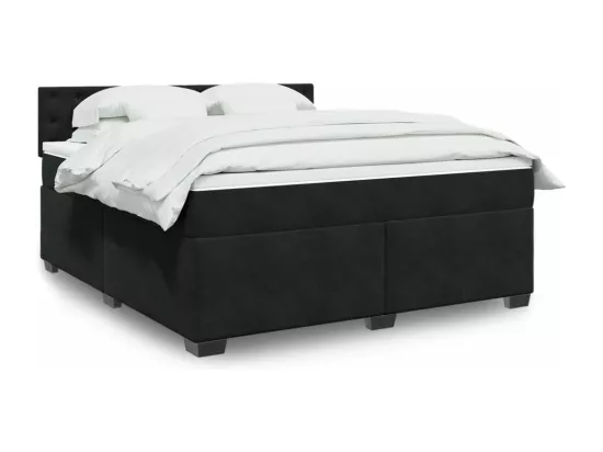 Sommier à lattes de lit avec matelas Noir 180x200 cm Velours